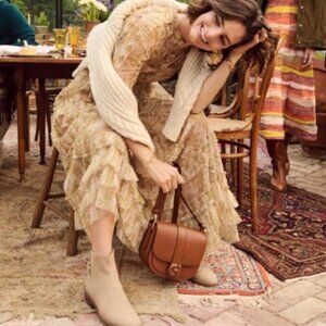 Cole Haan Hampshire Buckle Tan Suede Ankle Boots Minimalist Scandinavian Size 7